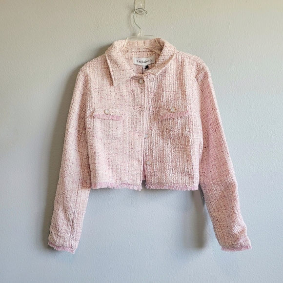 En Saison Pink Tweed Cropped Blazer size M - Picture 2 of 8